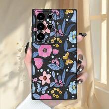 Funda de lujo negra a prueba de golpes con impresión floral de graffiti creativo y protección de lente de perspectiva omnidireccional avanzada, adecuada para Samsung Galaxy S20, S21, S23, A52, A53, A54, A14, A25, A34, A32, A05S, A15 Ultra Plus FE 5G y 4G, serie de fundas simples y duraderas. - Colores mixtos - Ver 3