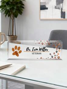 1pc Personalized Acrylic Desk Name Plate With Floral Design 21 Styles- Custom Engraved Office Desk Sign For Women And Men - Elegant Clear Acrylic Glass Block - Ideal For Boss, Teacher, Coworker Appreciation Gifts,Personalized Office Decor, Ideal Gift For Bosses, Teachers, Lawyers, Doctors & Colleagues -Personalized Gifts, Holiday Gifts