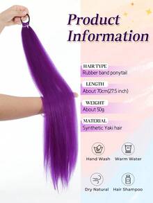 长款编织马尾辫接发，棕黑色嘻哈马尾辫，合成扭辫假发，适合女孩，26英寸编织接发，弹性扎带，适合日常佩戴和特殊场合，1件装 - 彩色 - 查看 2