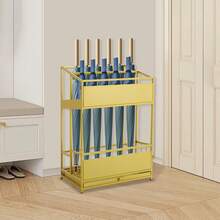 Gold Umbrella Stand Rack (48*28*66cm) Entrance Umbrella Organizer Holds 16-20 Long/20-28 Short Umbrellas Ideal For Home/Small Office Entrance - Gold - View 1