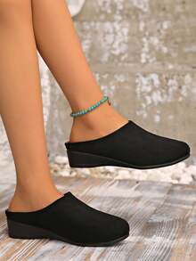 Women's Casual Versatile Commuting Wedge Shoes - Black - View 6