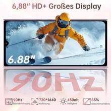 OUKITEL C62 安卓 15 智能手机，无合约 - 6.88 英寸高清+后置显示屏，16GB 运行内存 + 128GB 机身存储，5150mAh 电池，价格实惠，双卡双待，无锁/面部解锁/GPS/OTG - 藍色 - 查看 5