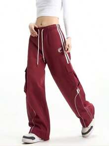 Women Pants - 紅色 - 查看 5