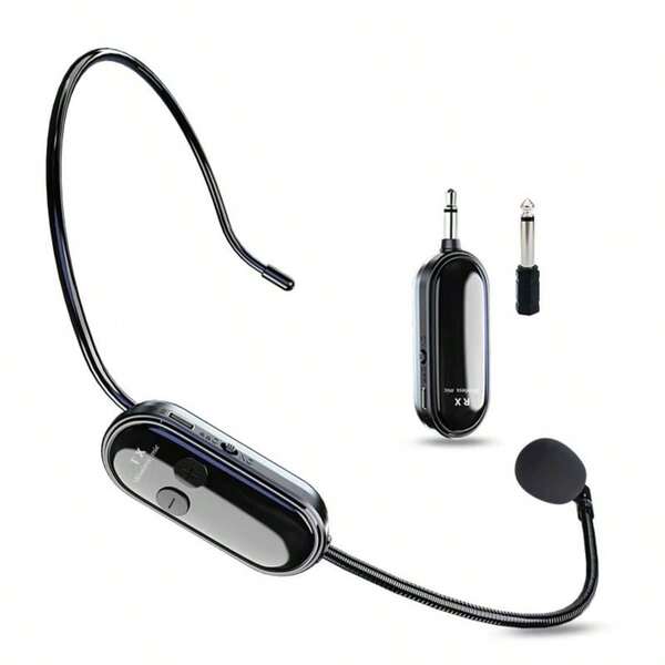 2.4G Wireless Headset Microphone, Adopts 2.4G GFSK Frequency Hopping Digital Technology, Auto-Connect On Power On, 50M Wireless Range, 6H Battery Life, Near-Field Pairing (Anti-Interference), Original Sound & Reverb Dual-Mode Switch (Press "+" "-" Simultaneously), 45Min Auto Shut-Off When No Audio Input. Versatile Wireless Microphone With Detachable Headset, Multi-Unit Use Without Interference, Suitable For Teaching, Speeches, Hosting And More