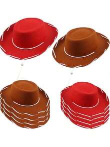 Regular Size And Large Size Christmas Western Cowboy Hats (Suitable For Multiple People To Use). Western Cowboy Hat Style Clothing, Paired With Western-Themed Parties, Equipped With Imitation Feather Decorations - Suitable For Western-Themed Cowboy Hats For Christmas, Halloween And Thanksgiving.