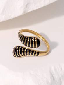 1pc Fashionable French Retro Luxury High-End Plated Stainless Steel Water Drop Geometric Open Ring, Suitable For Women's Daily, Party, And Date Wear - JR639 - View 5