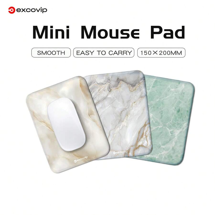 excovip 20x15cm Small Mouse Pad, Non-Slip Backing, Smooth Surface, Easy To Carry, Marble Pattern, Multiple Colors Available