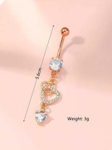 1pc Stainless Steel Navel Ring With 4-Segment Flower Pendant, Snowflake Charm, Sexy Long Belly Button Jewelry For Women, Everyday Wear