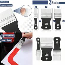 Bates Flat Paddle Paint Brush Set 3 Pack Nylon Bristles Painting Brushes Ergonomic Handle - As Pic - View 1