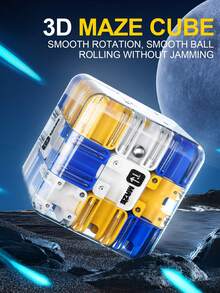3D迷宫魔方空间感知益智玩具，高难度脑力训练拼图游戏，便携式儿童玩具，挑战，亲子互动，对战，新年，生日，返校礼物，多人派对玩具，男女皆宜，儿童教育游戏 - 藍白色 - 查看 4