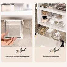 3pcs Mirrored Cabinet Drawer Storage Boxes - Transparent Pull-Out Bathroom Storage Set | Ultra-Thin Space-Saving Design, Suitable For Large Amount Of Toiletries/Cosmetics (Waterproof Multi-Piece Set, Say Goodbye To Clutter)