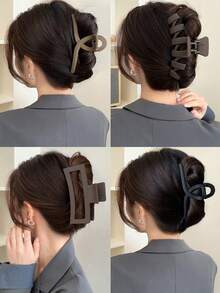 4 件装女士纯色矩形休闲发夹，适用于日常装饰爪夹发夹发夹发夹发夹发夹秋冬发饰女士度假装女士 - 彩色 - 查看 5