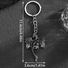 1pc Fashion Retro Cartoon Dragon-Shaped Glass Keychain Backpack Accessory For Men - Multicolor - View 3