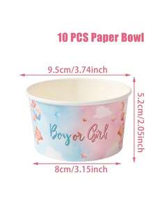 10/20个性别揭晓派对碗 - “男孩或女孩”设计，饰以蓝色和粉色云朵图案，是婴儿派对装饰、桌面小礼物、派对礼品袋、性别揭晓派对装饰的理想之选 | 趣味派对装饰 | 装饰性派对碗，性别揭晓派对用品 - 彩色 - 查看 6