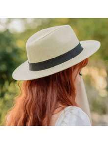 Panama Fashion Hat, Wide Brim, Casual Beach Unisex - Nhiều màu - Xem 5