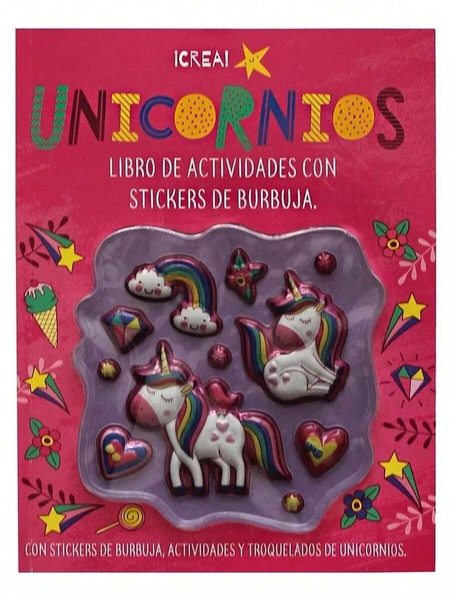 Unicornios. Libro de actividades con stickers de burbuja - Libro único - Ver 1