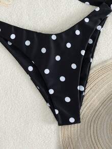 女士优雅印花扭结肩带比基尼两件式泳衣，甜美风格，适合海滩派对和夏季度假 - 彩色 - 查看 5