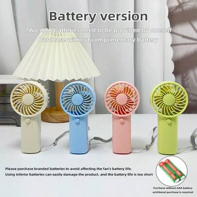 SOKANY 1pc Mini Handheld Fan, Portable, Powered By 2 AA Batteries (Batteries Not Included), Comes With Lanyard