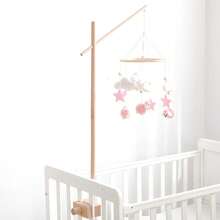 Soporte rectangular de madera para campana de cuna, accesorio de cuna de bebé de fácil instalación, gancho para campana de cama, soporte universal para habitación de bebé, barra para colgar mosquitera, accesorio de cuna para bebé recién nacido, soporte ajustable para campana de cama, regalo de Navidad, Halloween, cumpleaños, utilería para fotografía - Multicolor - Ver 3