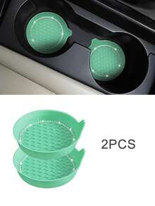 1/2pcs Car Cup Holder Coasters, Shiny Cup Holder Inlay Coasters, Universal Car Anti-Slip Cup Holder Decorative Silicone Cup Mats, Car Interior Pad, 8cm/3.1in Soft Crystal Rhinestone Rubber Coaster Set Round Car Beverage Cup Holder Accessories - One Size - View 20