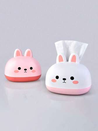 1pc Cartoon Rabbit Tissue Box, Multifunctional 3-In-1 Cleaning Swab, Toothpick, Tissue Box, Home, Bedroom, Living Room, Office Desktop Storage Tissue Box