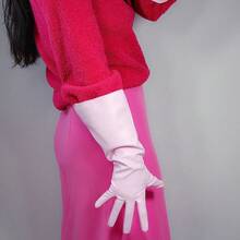 GUANTES LARGOS Unisex Cuero Sintético PU 38cm de Ancho Mangas Abullonadas Grandes Blancas LLDLLNT - Rosa - Ver 3