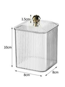 1pc Plastic Cosmetic Storage Box, Clear Dust-Proof Storage Box With Lid For Storing Q-Tip, Cosmetic Pads, Lipsticks, Hair Ties, Makeup Sponge And Other Beauty Tools,Minimalist Clear Makeup Storage Box For Home - Clear - View 9