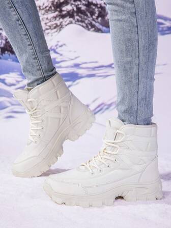 Bottes de neige polyvalentes pour femmes en automne/hiver, avec semelle épaisse amortissante et doublure en polaire chaude. Bottes fourrées