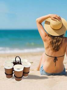 6-Slot Foldable Drink Caddy Fold Away Cup Carrier With Easygrip Handle Rotatable Cup Organizer Holder Plastic Drink Tray Beverage Holder Reusable For Coffee Wine Cocktails At Parties Bbqs Camping Picnics Outdoor Events Camping Drink Organizer Essential For Festivals Sports And Performances Party Accessory Compact And Portable Daily Use - Multicolor - View 8