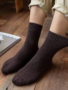 5 Pairs Unisex Thick Warm Mid-Calf Socks (No Waistband/No Cardboard) - Thick Winter Casual Warm Socks, Solid Color/Multi-Color Set, Hand Washable, Comfortable, Soft Material, Unisex Design, Autumn/Winter, Winter, Warm, Christmas & New Year Gift - Multicolor - View 3