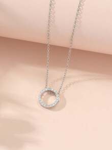 Colar com pingente circular de zircônia (1 peça) para mulheres e meninas, elegante e clássico, para uso diário e casual. Presente ideal para mães, melhores amigas, namoradas e casais.