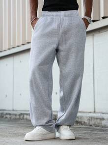 2pcs Teen Boy Casual Elastic Waist Pants, Slightly Stretchy Fashion Youth Outdoor Thermal Lined Warm Comfortable Straight Leg Trousers, Spring Autumn Winter