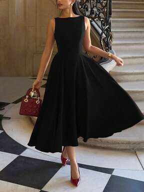 Elegancka, romantyczna, francuska sukienka maxi z odkrytymi plecami i wycięciem w talii, seksowna i urocza, idealna na Boże Narodzenie, przyjęcie świąteczne i randkę