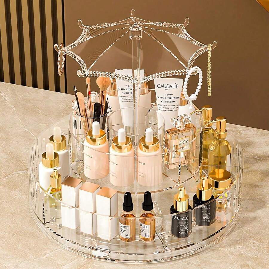 Makeup Organizer 360 Rotating Dresser - Innovative Storage Solution For Bathroom Cosmetics And Skincare - Organize, Display, And Protect Your Makeup Collection - 預設 - 查看 1
