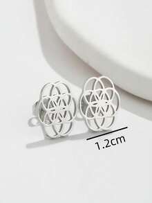 1 Paar Edelstahl Cut Out geometrische Blumen Ohrringe, süße runde Titan-Stahl Ohrringe, 304 Hypoallergen Ohrringe für Frauen, geeignet für den täglichen Gebrauch, Festivals und Dates, perfektes Geschenk für Freunde und Familie