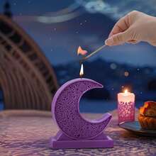 1 pieza Molde de vela en forma de luna y estrellas para manualidades de jabón, resina y adornos de yeso para decoraciones de Ramadán y regalos hechos a mano creativos