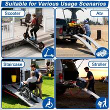VA-Cerulean 1/2x Foldable Loading Ramp, Foldable Loading Ramp Max. 200 Kg Per Piece, Foldable Loading Ramp Max. 400 Kg Per Pair, Non-Slip Loading Rail, Car Loading Ramp 195 X 22.5 X 4 Cm For ATV Quad Car Motorcycle Trailer Lawnmower Lawn Tractor - Silver 1 Piece - View 8