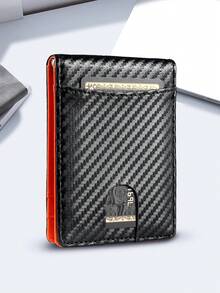 Cartera de hombre de fibra de carbono/tejido plano con RFID, diseño de clip para billetes y múltiples ranuras para tarjetas, cartera de negocios de moda portátil, tarjetero, monedero, cartera pequeña, cartera de cuero, regalo para hombres, regalo para papá