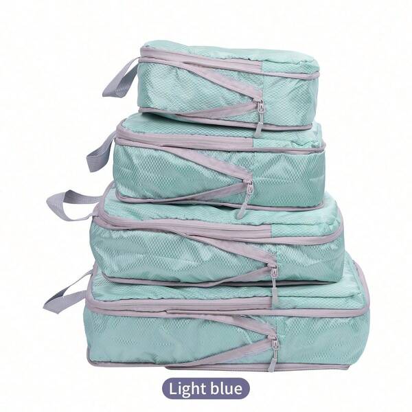 4 قطع حقيبة تخزين ضاغطة للسفر، مجموعة حقائب تخزين للحقائب السفر خفيفة الوزن، حقيبة تخزين قابلة للتوسيع ذات سعة كبيرة، اكسسوارات سفر ضرورية لتوفير المساحة، مكعبات تعبئة محمولة خفيفة الوزن مع سحاب، لتخزين ملابس السفر، الملابس الداخلية، الأحذية، حقيبة أمتعة للنساء، مجموعة أمتعة، عناصر ضرورية للسفر الصيفي، اكسسوارات سفر محمولة