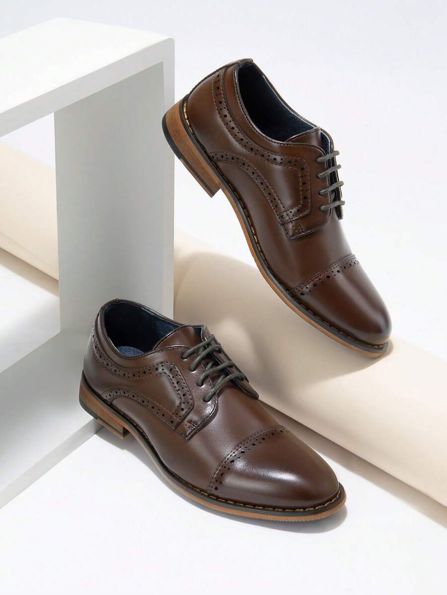 Boy's Classic Oxfords British Style Dress Shoes  For Daily Wear  (Toddler/Little Kid/Big Kid) - 咖啡棕 - 查看 1