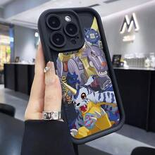 Funda de Teléfono de Lujo y Moda Anime Gabumon para 17 16 16e 15 14 13 12 11 Pro X XR XSMAX 8 e Plus, Nueva Cubierta Trasera Suave Creativa con Protección de Lente Escalonada17  17promax - Negro - Ver 2