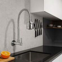 Torneira Cozinha Parede Gourmet Flexível 2 Jatos Arejador Bica Móvel 1/4 Volta Alta Pressão Econômica Articulada Abs Reforçado Acabamento Cromado Cor Prateado Água Fria Marca Dex - Prata - Visão 7