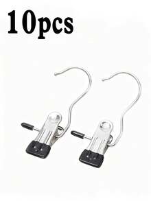 Bộ 20/10/5 chiếc kẹp quần áo bằng thép không gỉ chất lượng cao, giá treo quần áo bằng kim loại có thể điều chỉnh kèm kẹp, kẹp giặt đồ có móc, kẹp quần áo treo di động trang trí cho quần áo, quần tây, váy, thích hợp cho mùa xuân và mùa hè. - Nhiều màu - Xem 23