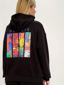 Women's "Matisse Art" Graphic Hoodie - Artistic Style Hoodie, Sizes S-3XL, Perfect For Art Enthusiasts, Daily Outings, Comfortable Material - 黑色 - 查看 1