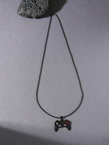 1pc Fashionable Zinc Alloy Rhinestone Decor Gamepad Pendant Necklace For Men For Daily Decoration, For Jewelry Gift And Party - Black - View 2