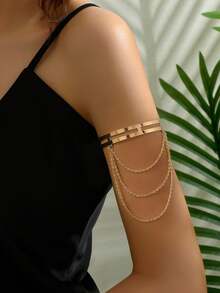 1 件女士金属链流苏臂章，可调节，性感，适合日常佩戴、度假、派对 - 彩色 - 查看 11