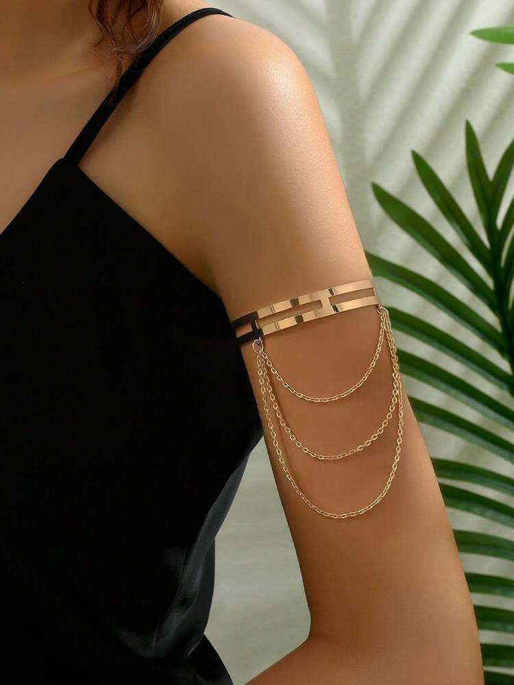1 Peça Bracelete com Borla de Corrente Metálica para Mulheres, Ajustável, Sexy, Adequado para Uso Diário, Férias, Festa - Multicolorido - Visão 11