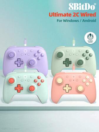  8Bitdo Gamepads PC Controle Android Phone Ultimate 2C Wired Controller For Windows 10 11 Android With Hall Effect Joysticks 1000Hz Polling Rate Hall Triggers Remappable L4/R4 Bumpers Orange Green,Peach Pink,Green,Purple