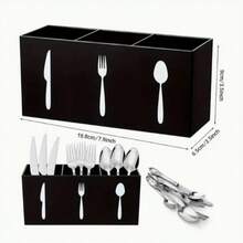 2pcs Acrylic Cutlery Organizer Box, Silverware Rack, Tabletop Knife Fork Spoon Holder, 3-Compartment Kitchen Utensil Storage Box, Suitable For Cabinet, Indoor, Home, Restaurant (White), Kitchen Utensil Organizer, Tabletop Cutlery Rack, Covered Cutlery Storage Box, Cutlery Bag, Drawer Cutlery Organizer, Kitchen Countertop Storage Box, Tabletop Cutlery Rack, Acrylic Cutlery Organizer, Covered Cutlery Rack, Polished Acrylic Surface, Stylish Cutlery Rack