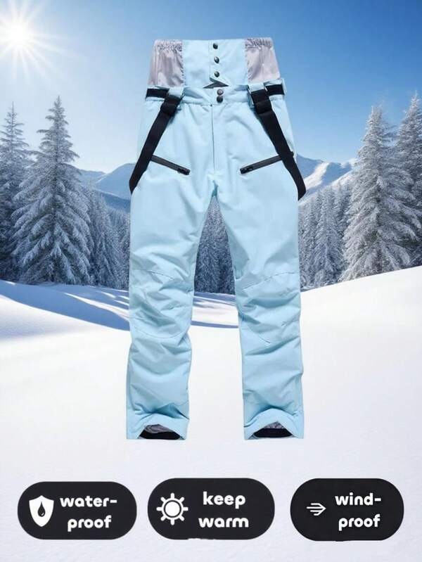 1 Piece Solid Color Pants,Waterproof And Windproof Trousers For Autumn And Winter,Women's And Men's Outdoor Clothing (Excluding Accessories) Ski Outfits